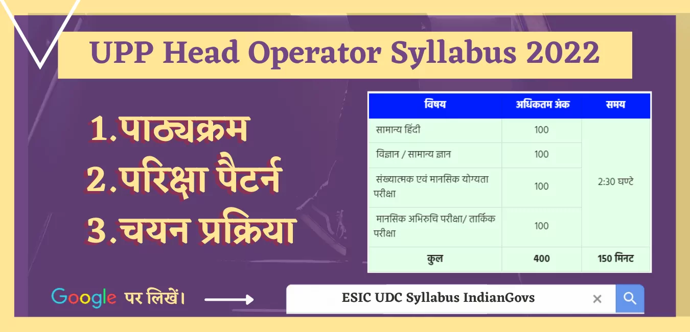 upp head operator syllabus in hindi