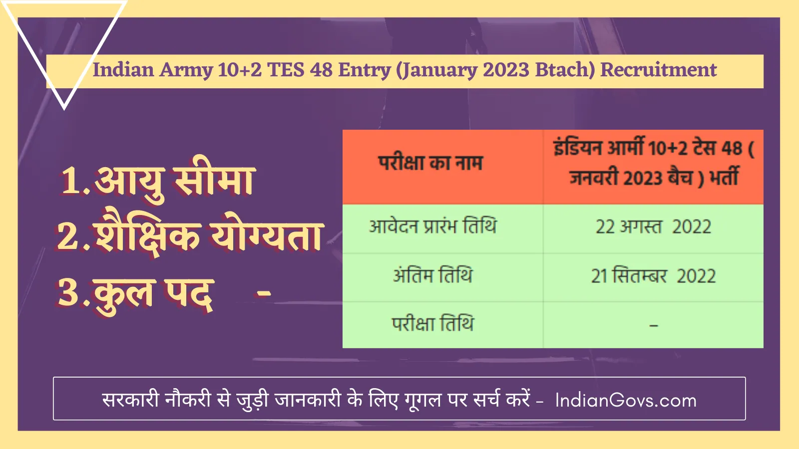 Indian Army 10+2 TES 48 Entry (January 2023 Btach) Recruitment