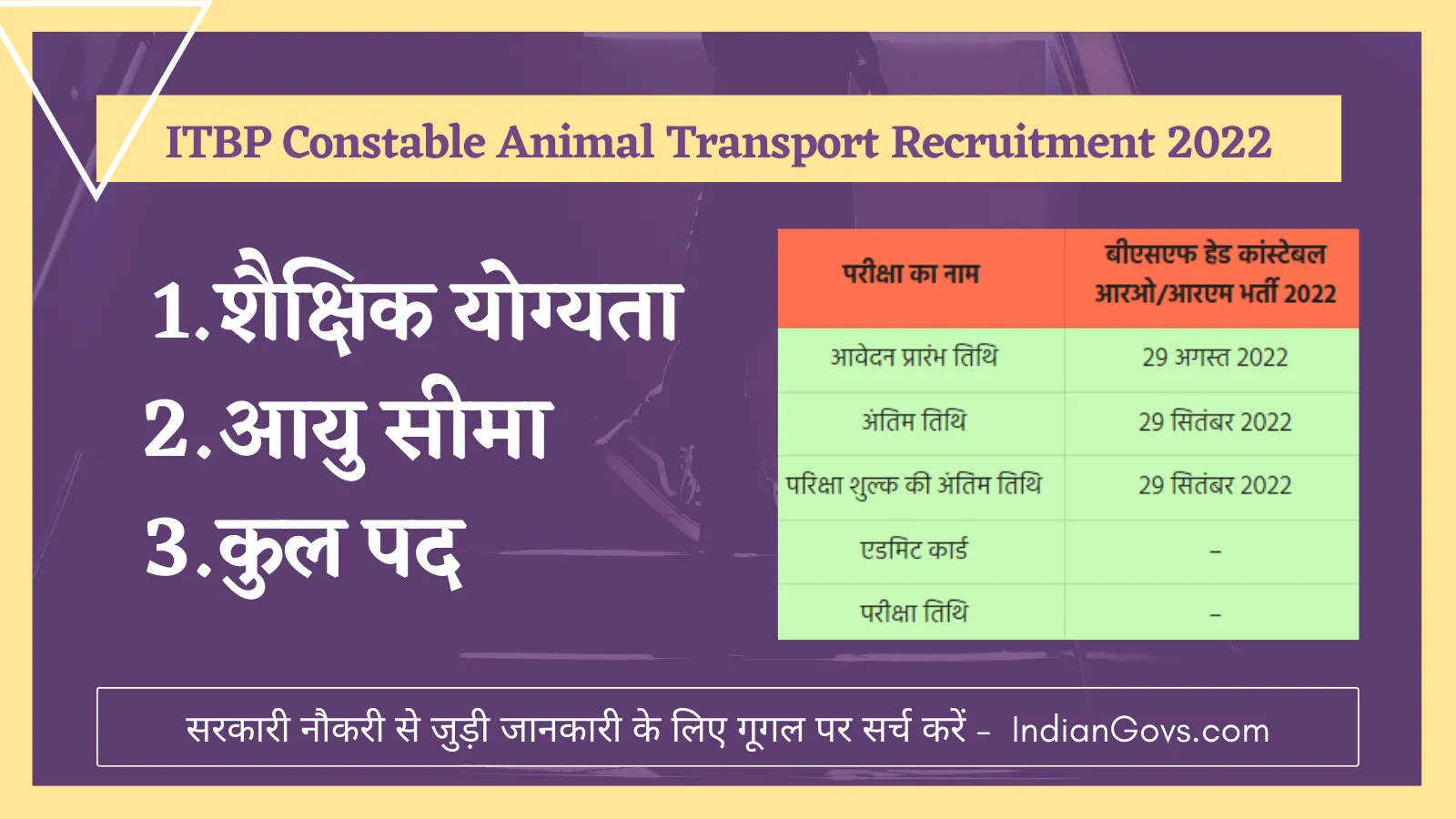 itbp constable animal transport recruitment 2022