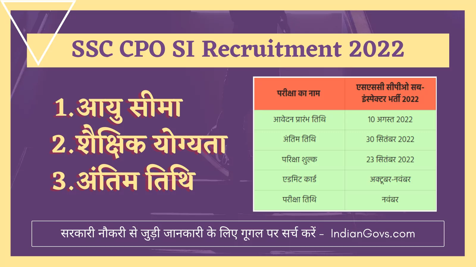 ssc cpo si recruitment 2022 in hindi