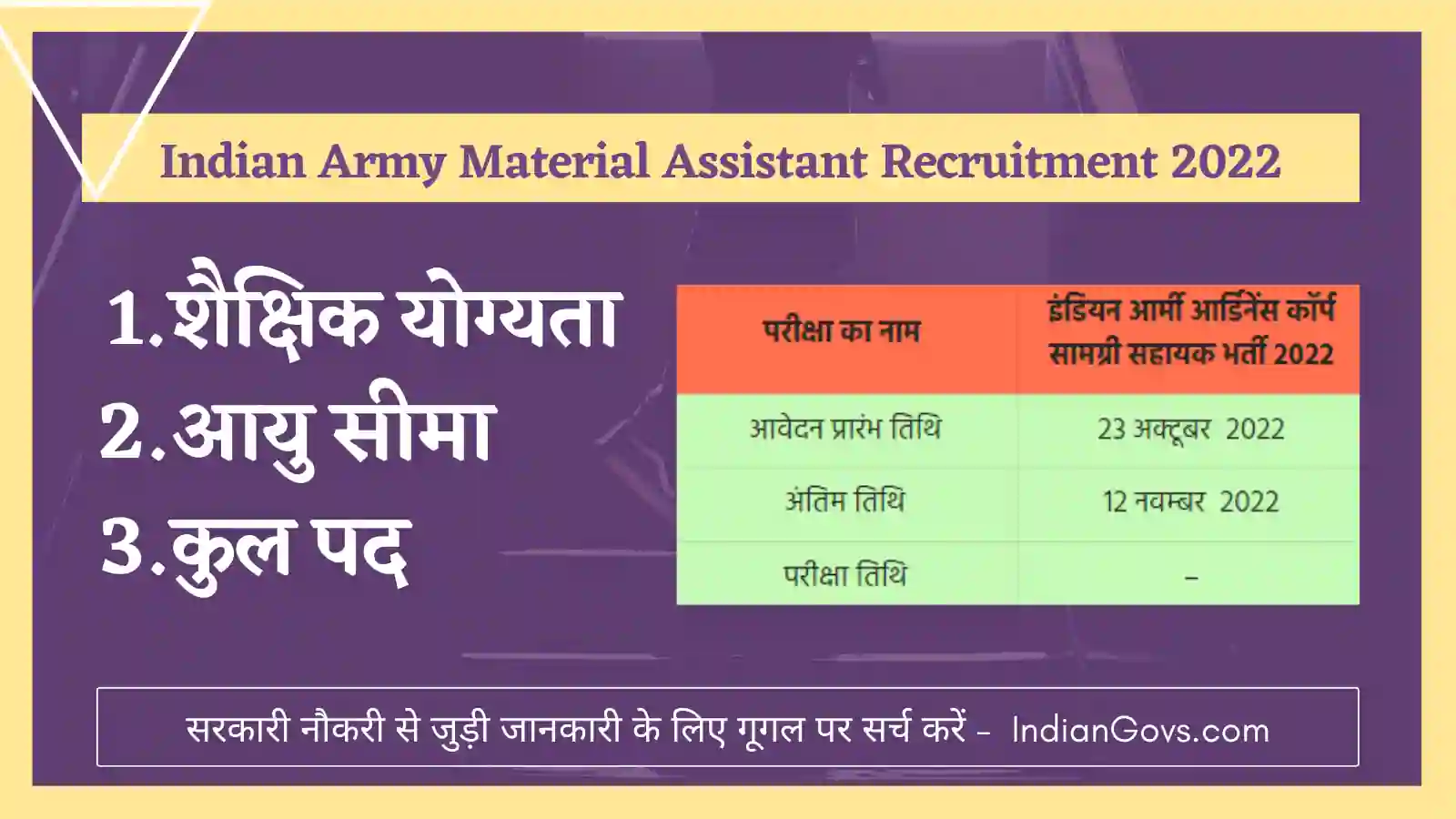 Army Ordnance Corps Material Assistant Recruitment 2022