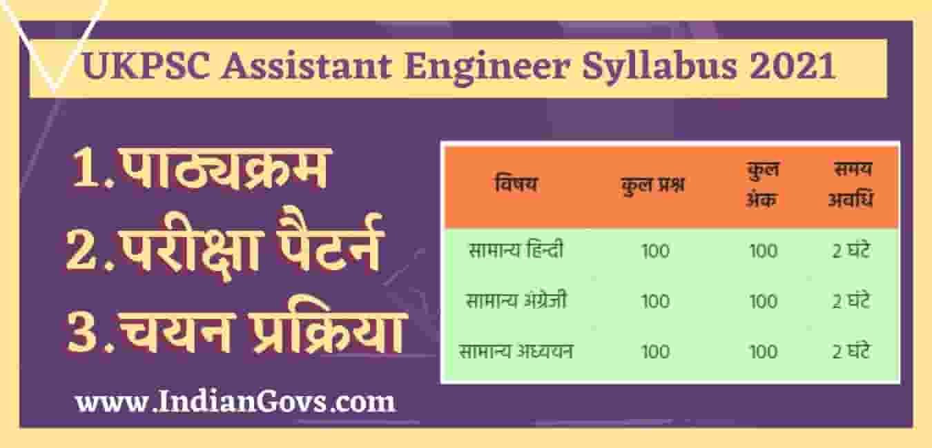 UKPSC Assistant Engineer Syllabus 2021 in Hindi