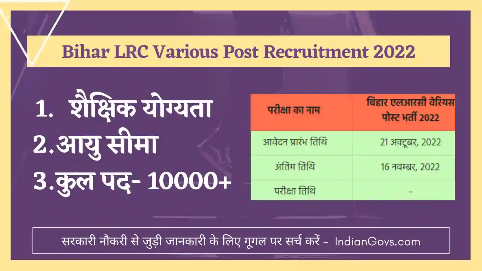 Bihar LRC Various Post Recruitment 2022